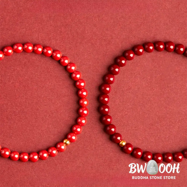 Buddha Stones 925 Sterling Silver Cinnabar Beads Blessing Bracelet - Bracelet