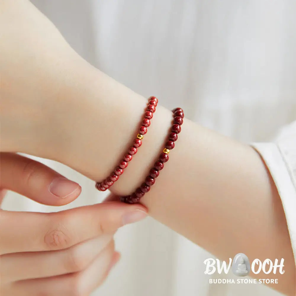 Buddha Stones 925 Sterling Silver Cinnabar Beads Blessing Bracelet - Bracelet