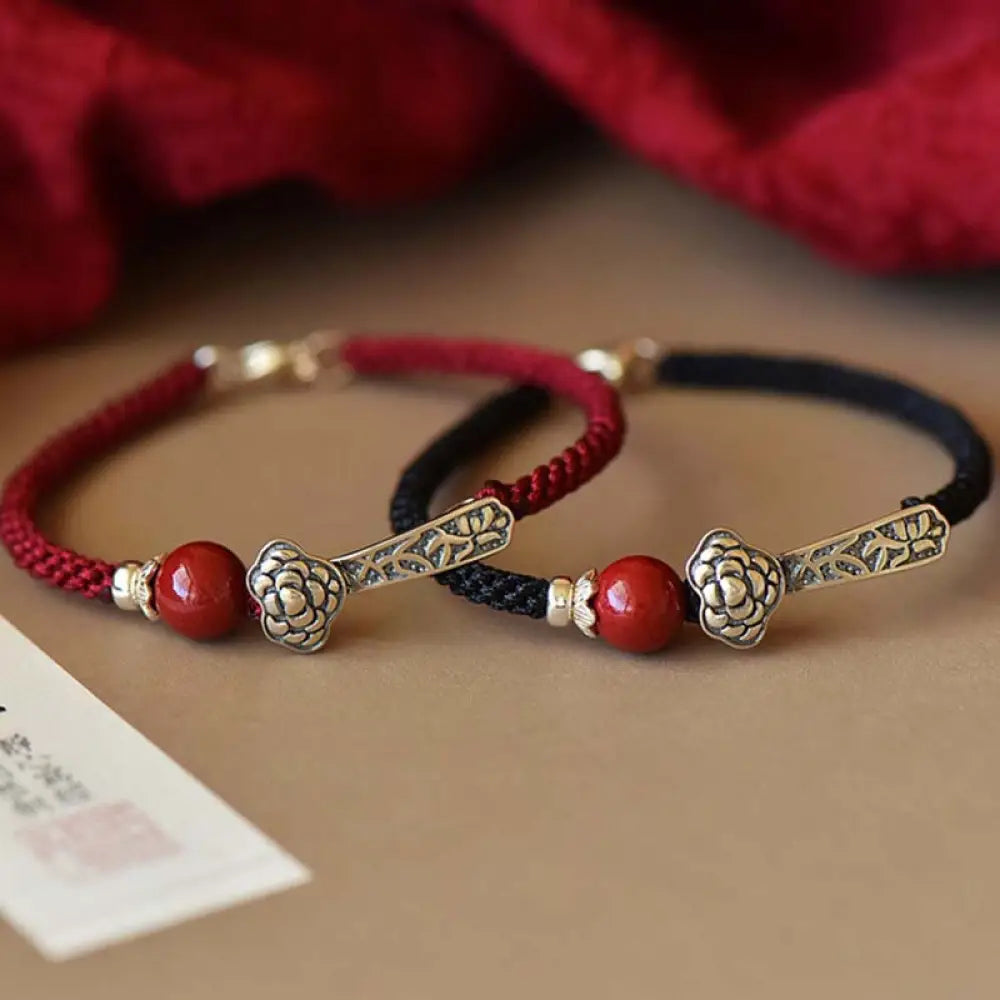 BWOOOH 925 Sterling Silver Cinnabar Blessing String Bracelet - BWOOOH - Bracelet