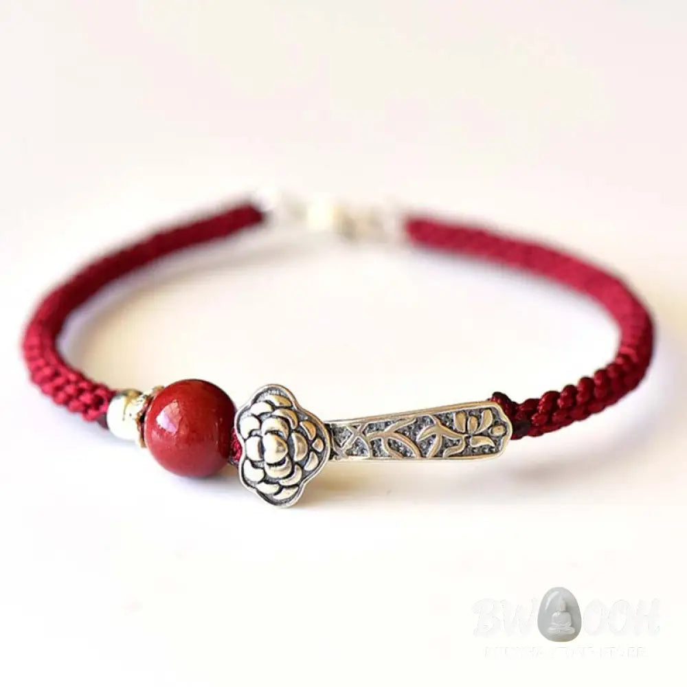 Buddha Stones 925 Sterling Silver Cinnabar Blessing String Bracelet - BWOOOH - Bracelet
