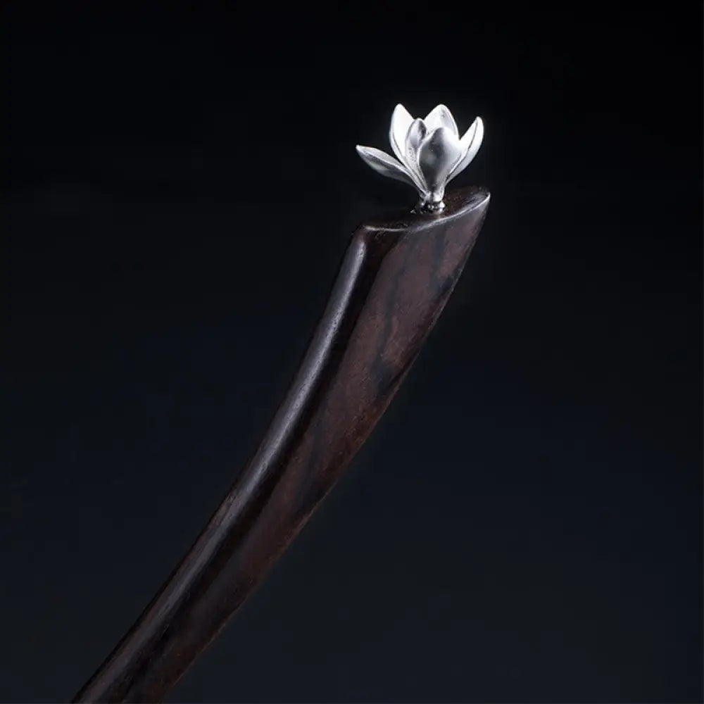 BWOOOH 925 Sterling Silver Classical Ebony Magnolia Flowe