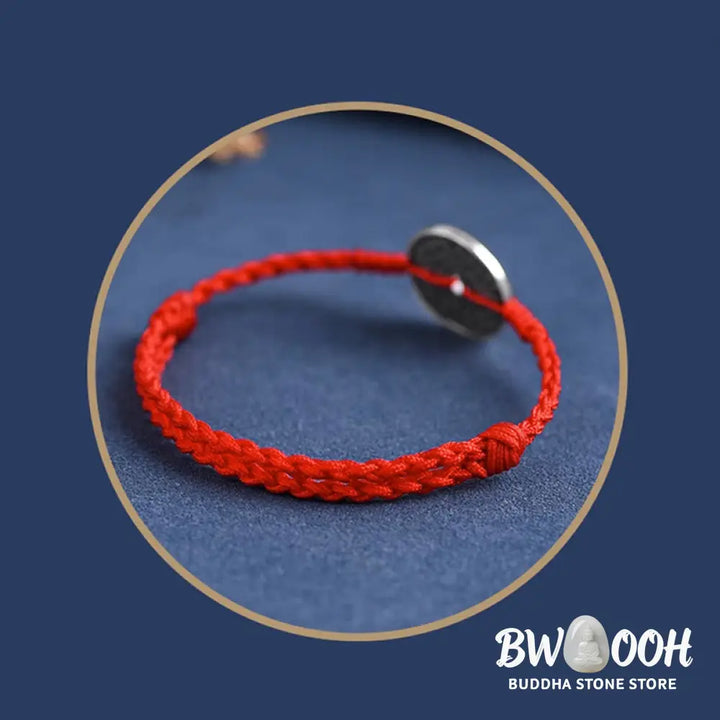 Buddha Stones 925 Sterling Silver Coin Protection Braided Bracelet Anklet - BWOOOH - Bracelet Anklet