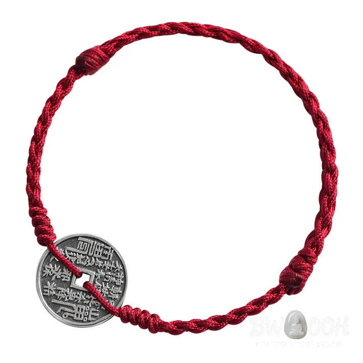 Buddha Stones 925 Sterling Silver Coin Protection Braided Bracelet Anklet - BWOOOH - Bracelet Anklet