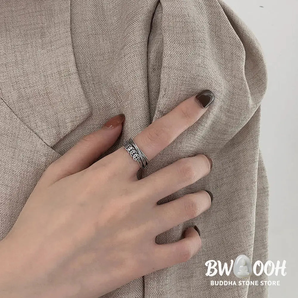 Buddha Stones 925 Sterling Silver Copper Coins Wealth Blessing Adjustable Ring - BWOOOH - 925 Sterling