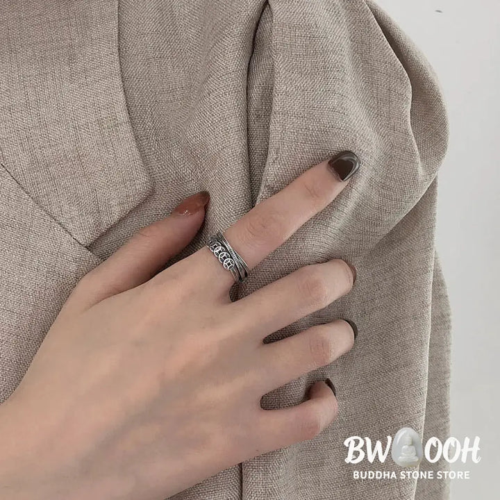 Buddha Stones 925 Sterling Silver Copper Coins Wealth Blessing Adjustable Ring - BWOOOH - 925 Sterling