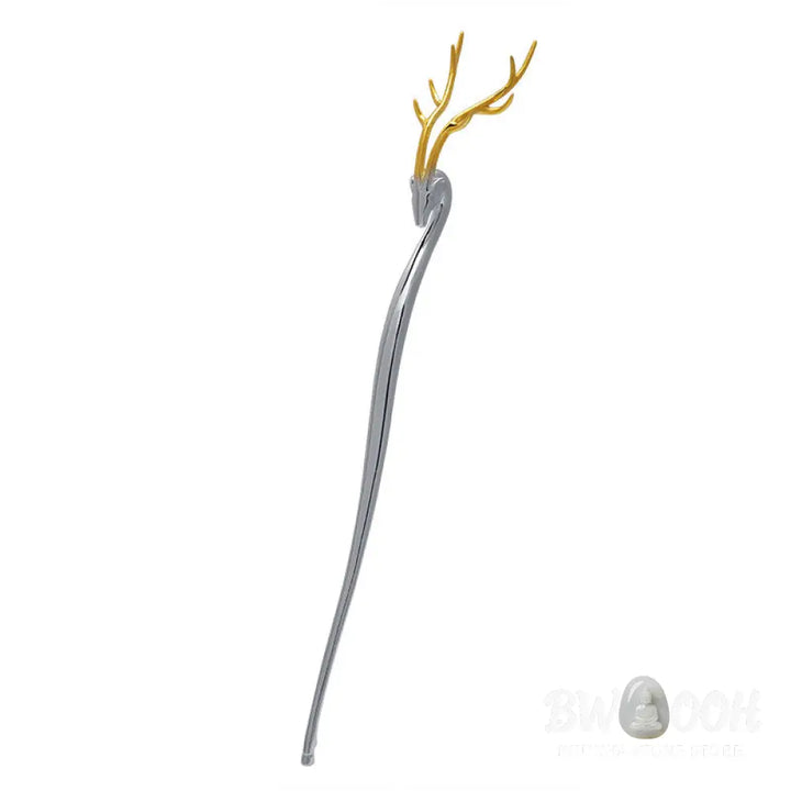 Buddha Stones 925 Sterling Silver Deer Antler Protection Hairpin - Deer Antler Hairpin - Hairpin