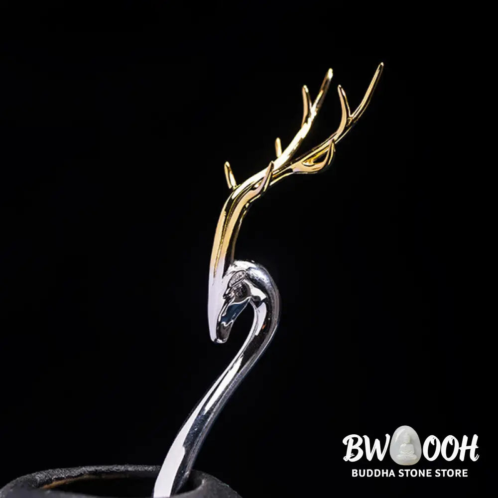 Buddha Stones 925 Sterling Silver Deer Antler Protection Hairpin - Deer Antler Hairpin - Hairpin
