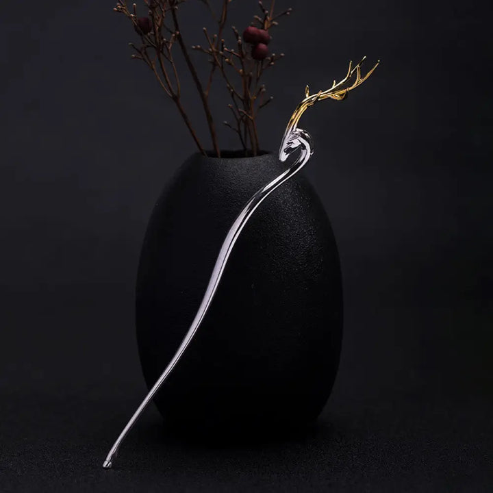 BWOOOH 925 Sterling Silver Deer Antler Protection Hairpin
