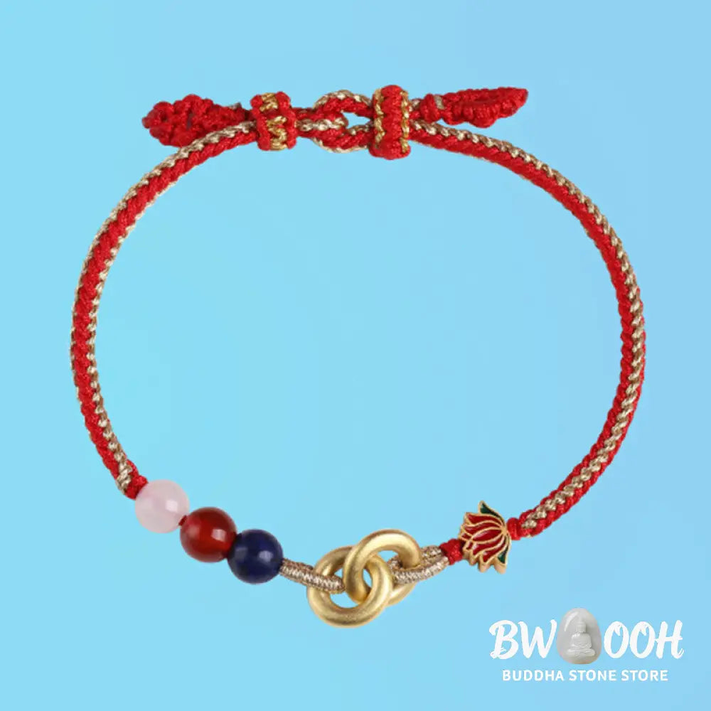 Buddha Stones 925 Sterling Silver Double Peace Buckle Lotus Auspicious Bracelet - BWOOOH - 19cm - Bracelet