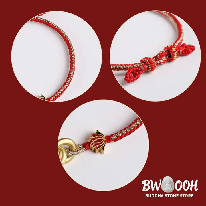 Buddha Stones 925 Sterling Silver Double Peace Buckle Lotus Auspicious Bracelet - BWOOOH - 19cm - Bracelet