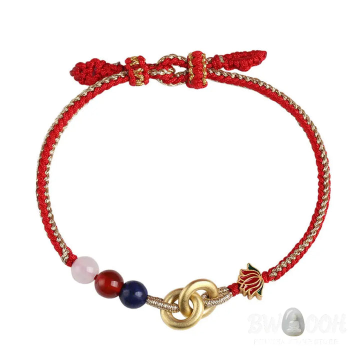 Buddha Stones 925 Sterling Silver Double Peace Buckle Lotus Auspicious Bracelet - BWOOOH - 19cm - Bracelet