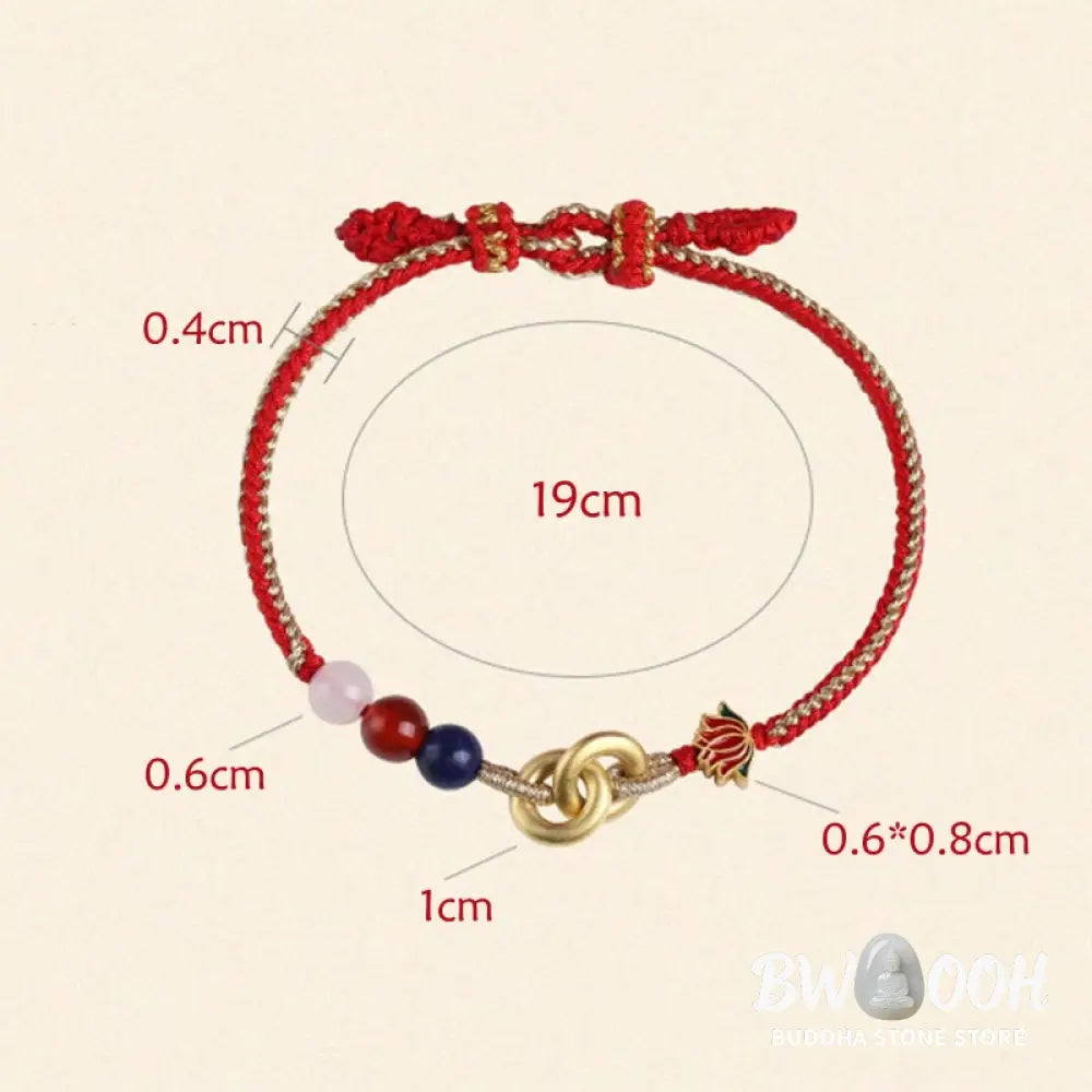 Buddha Stones 925 Sterling Silver Double Peace Buckle Lotus Auspicious Bracelet - BWOOOH - 19cm - Bracelet
