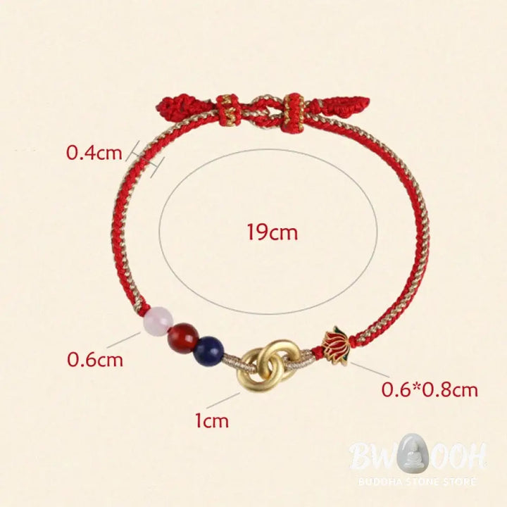 Buddha Stones 925 Sterling Silver Double Peace Buckle Lotus Auspicious Bracelet - BWOOOH - 19cm - Bracelet