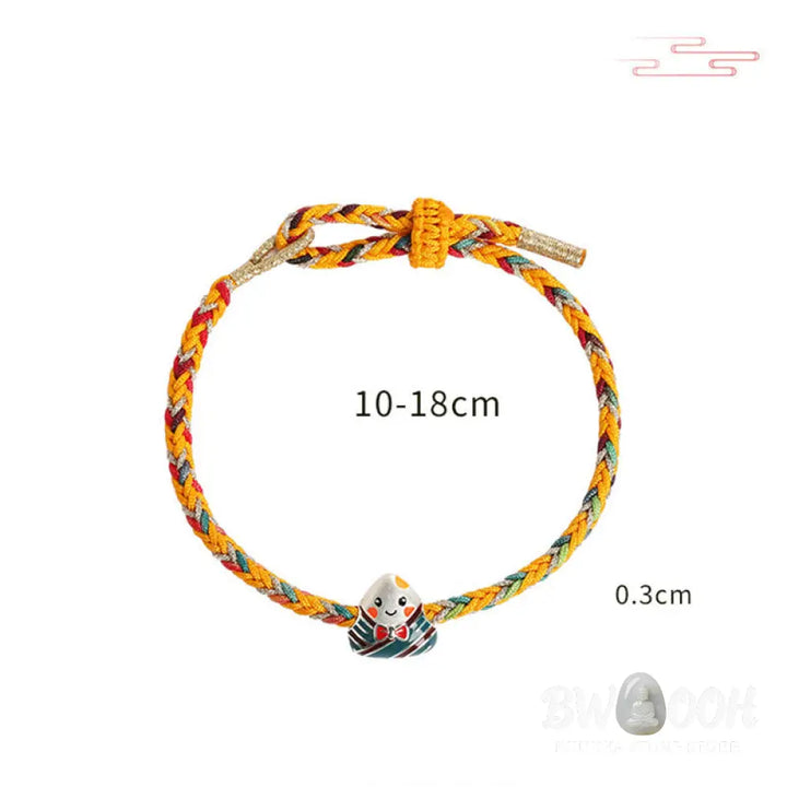 Buddha Stones 925 Sterling Silver Dragon Boat Festival Zongzi Pattern Luck Handmade Multicolored Rope Child Adult