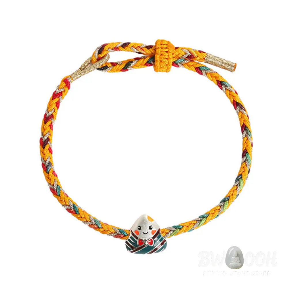 Buddha Stones 925 Sterling Silver Dragon Boat Festival Zongzi Pattern Luck Handmade Multicolored Rope Child Adult