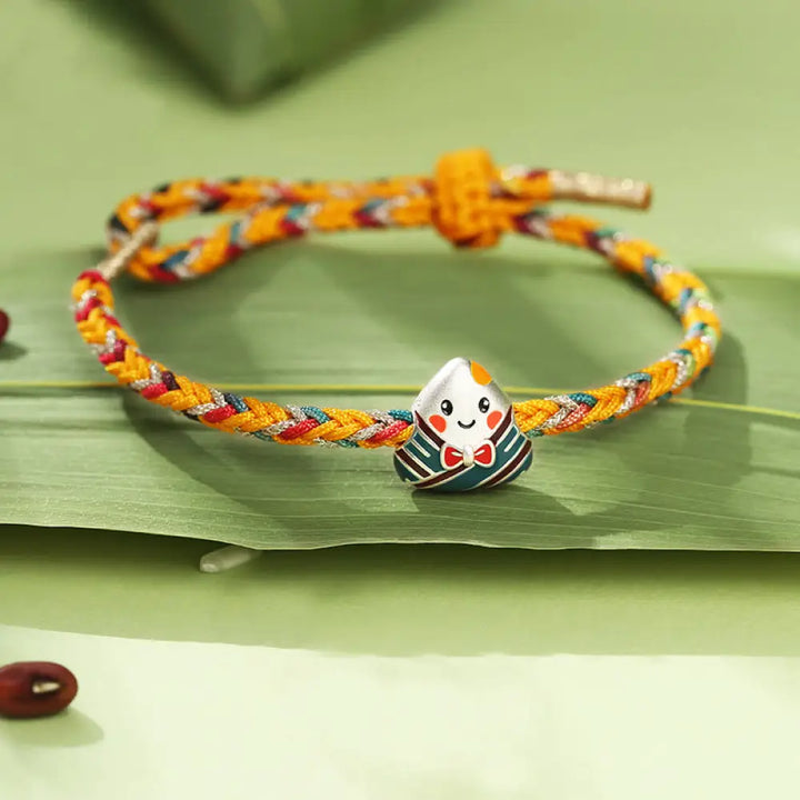 BWOOOH 925 Sterling Silver Dragon Boat Festival Zongzi Pattern Luck Handmade Multicolored Rope Child Adult