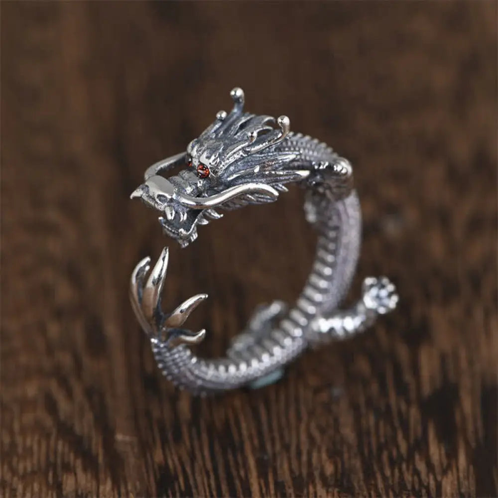 BWOOOH 925 Sterling Silver Dragon Luck Protection Ring — Sterling Silver spiritual jewelry for spiritual healing and mindf...
