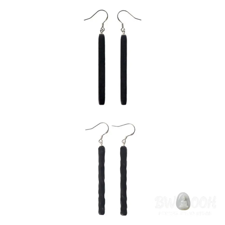 Buddha Stones 925 Sterling Silver Ebony Wood Texture Balance Peace Drop Dangle Earrings - Earrings