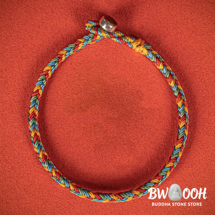 Buddha Stones 925 Sterling Silver Eight Thread Peace Knot Colorful Rope Luck Braided Bracelet - Bracelet