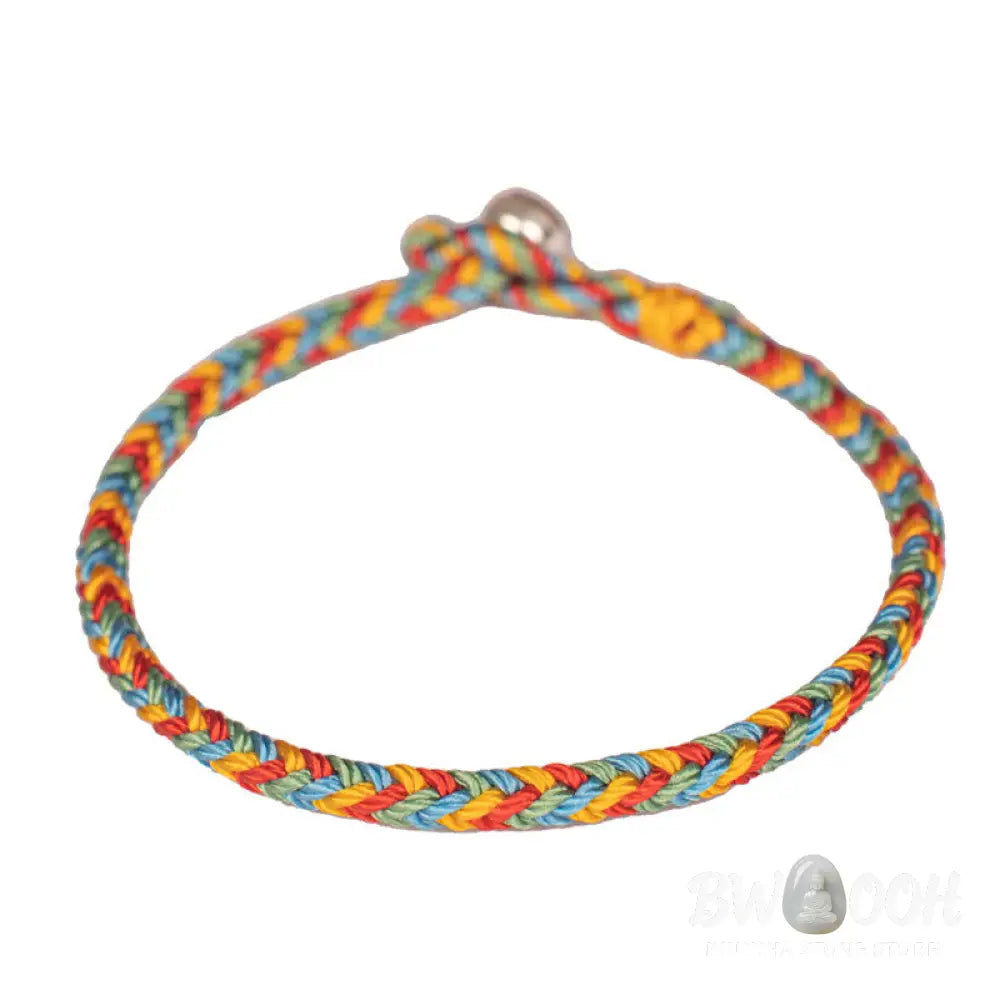 Buddha Stones 925 Sterling Silver Eight Thread Peace Knot Colorful Rope Luck Braided Bracelet - Bracelet