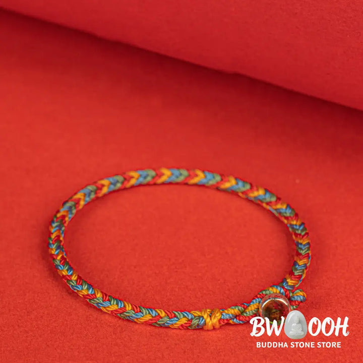 Buddha Stones 925 Sterling Silver Eight Thread Peace Knot Colorful Rope Luck Braided Bracelet - Bracelet