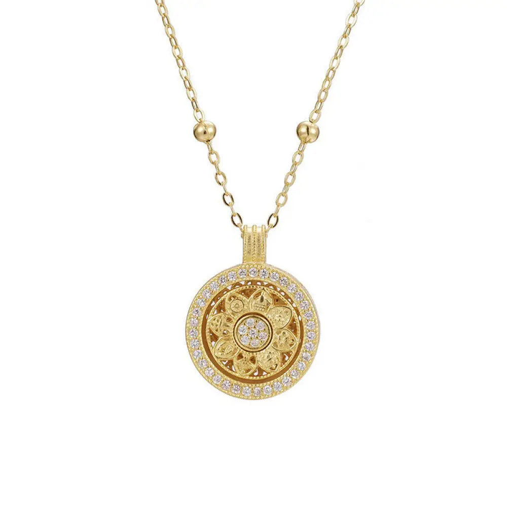 Buddha Stones 925 Sterling Silver Eight Treasures Luo Pan Blessing Necklace Pendant - BWOOOH - 925 Sterling Silver