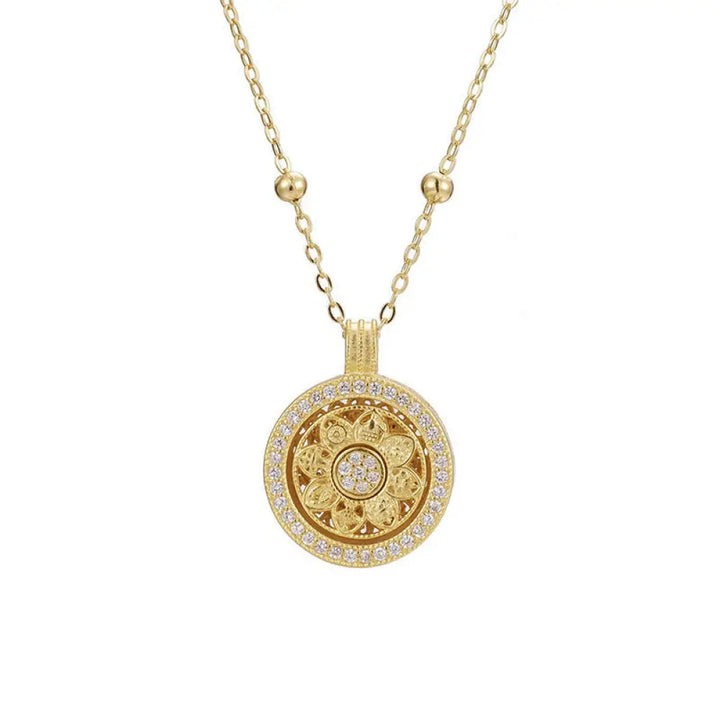 Buddha Stones 925 Sterling Silver Eight Treasures Luo Pan Blessing Necklace Pendant - BWOOOH - 925 Sterling Silver