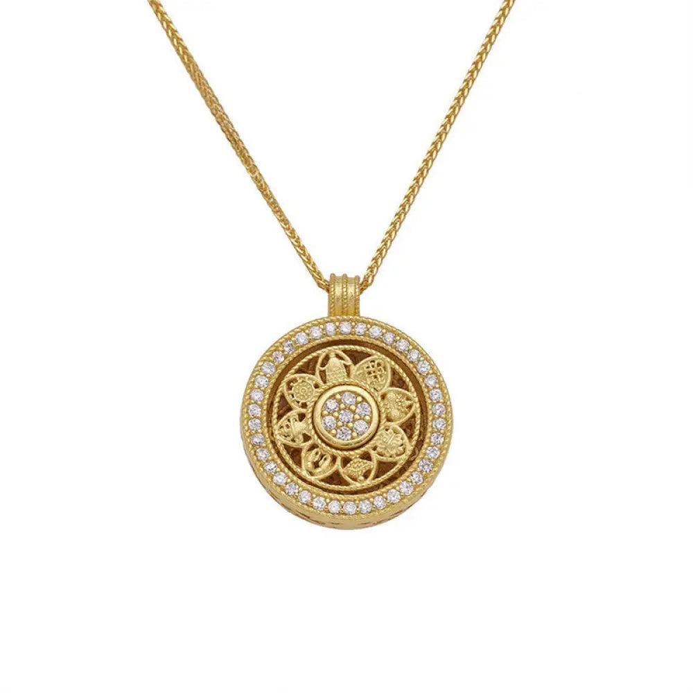 Buddha Stones 925 Sterling Silver Eight Treasures Luo Pan Blessing Necklace Pendant - BWOOOH - 925 Sterling
