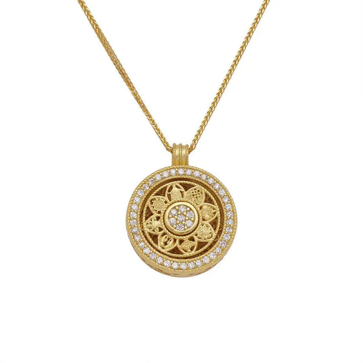 Buddha Stones 925 Sterling Silver Eight Treasures Luo Pan Blessing Necklace Pendant - BWOOOH - 925 Sterling