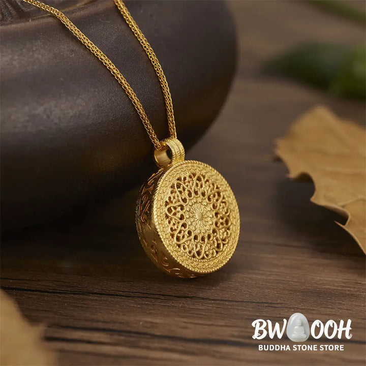 Buddha Stones 925 Sterling Silver Eight Treasures Luo Pan Blessing Necklace Pendant - BWOOOH - Necklaces &amp; Pendants