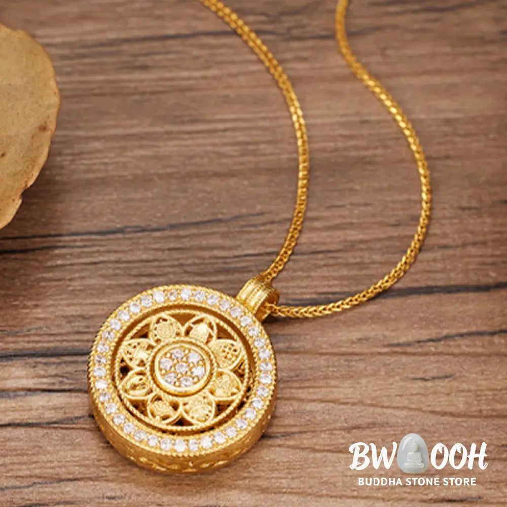 Buddha Stones 925 Sterling Silver Eight Treasures Luo Pan Blessing Necklace Pendant - BWOOOH - Necklaces & Pendants