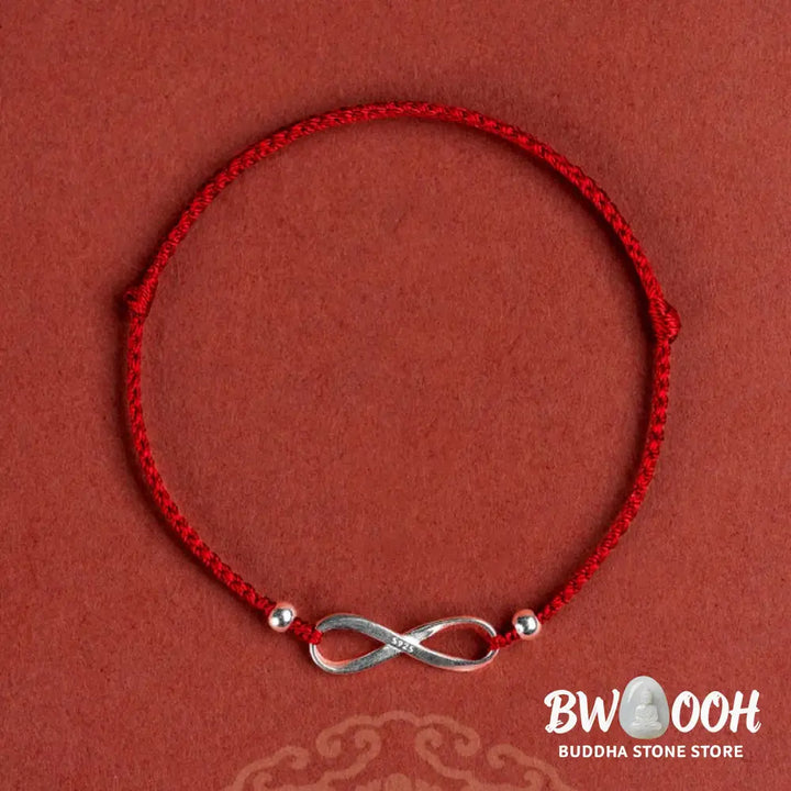 Buddha Stones 925 Sterling Silver Endless Knot Protection Luck Red String Bracelet Anklet - BWOOOH - Bracelet