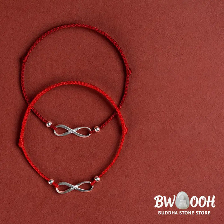 Buddha Stones 925 Sterling Silver Endless Knot Protection Luck Red String Bracelet Anklet - BWOOOH - Bracelet