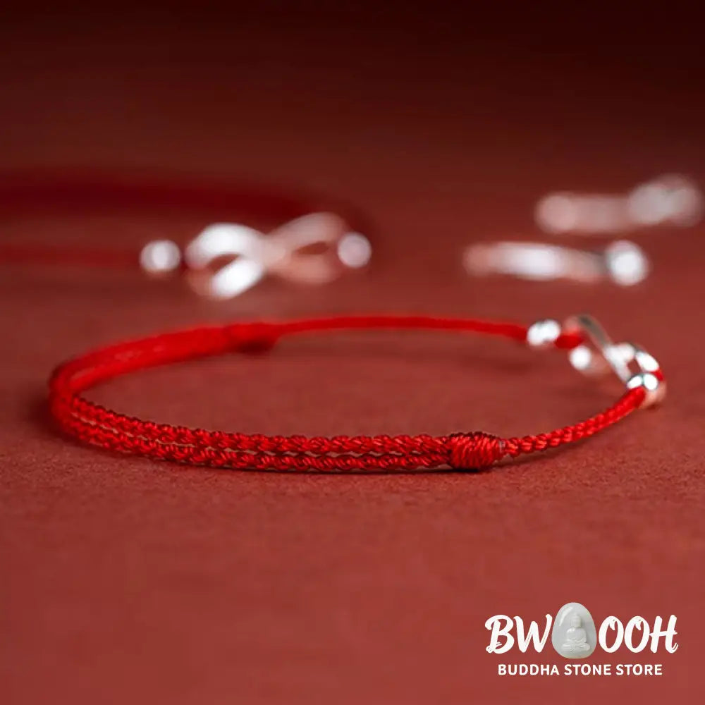 Buddha Stones 925 Sterling Silver Endless Knot Protection Luck Red String Bracelet Anklet - BWOOOH - Bracelet