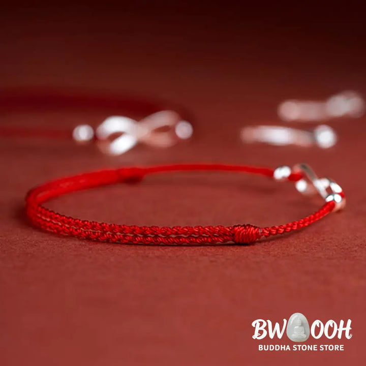 Buddha Stones 925 Sterling Silver Endless Knot Protection Luck Red String Bracelet Anklet - BWOOOH - Bracelet
