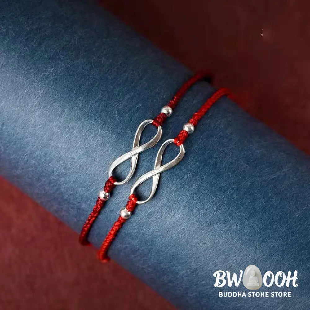 Buddha Stones 925 Sterling Silver Endless Knot Protection Luck Red String Bracelet Anklet - BWOOOH - Bracelet