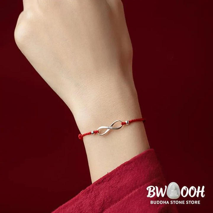 Buddha Stones 925 Sterling Silver Endless Knot Protection Luck Red String Bracelet Anklet - BWOOOH - Bracelet