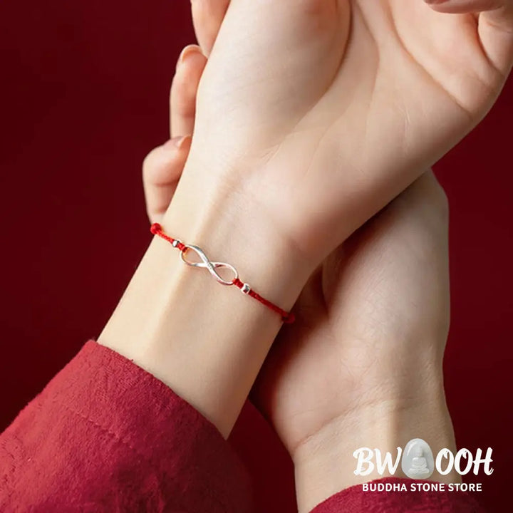 Buddha Stones 925 Sterling Silver Endless Knot Protection Luck Red String Bracelet Anklet - BWOOOH - Bracelet