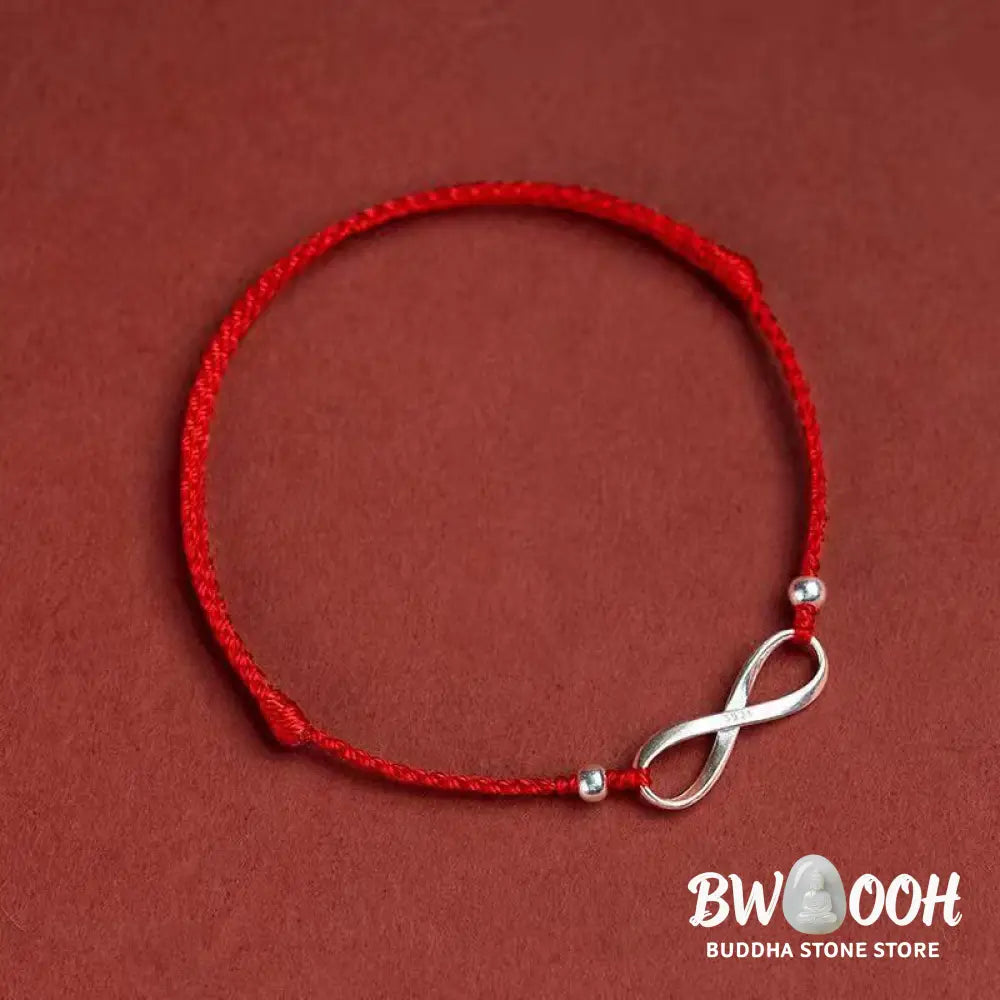 Buddha Stones 925 Sterling Silver Endless Knot Protection Luck Red String Bracelet Anklet - BWOOOH - Bracelet