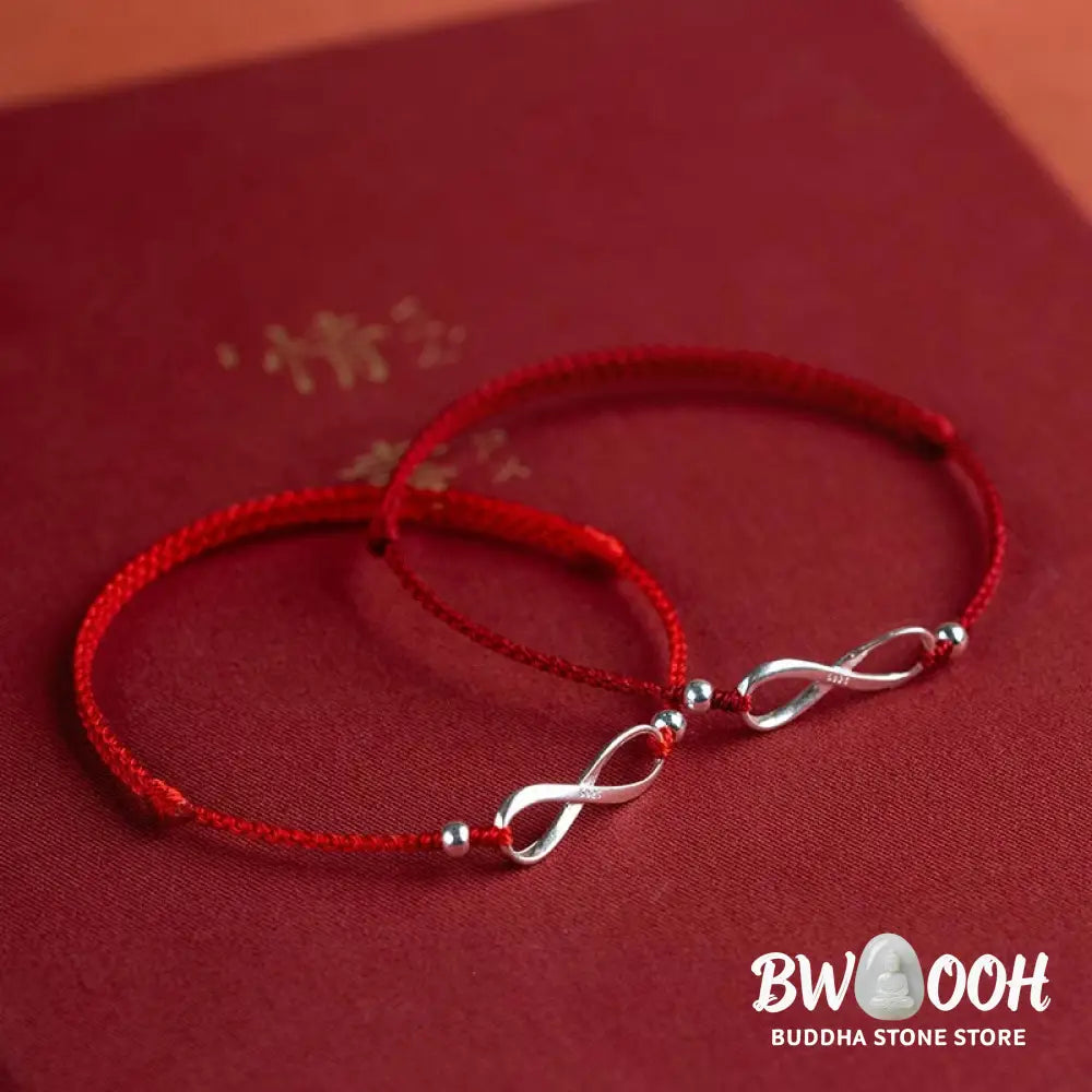 Buddha Stones 925 Sterling Silver Endless Knot Protection Luck Red String Bracelet Anklet - BWOOOH - Bracelet