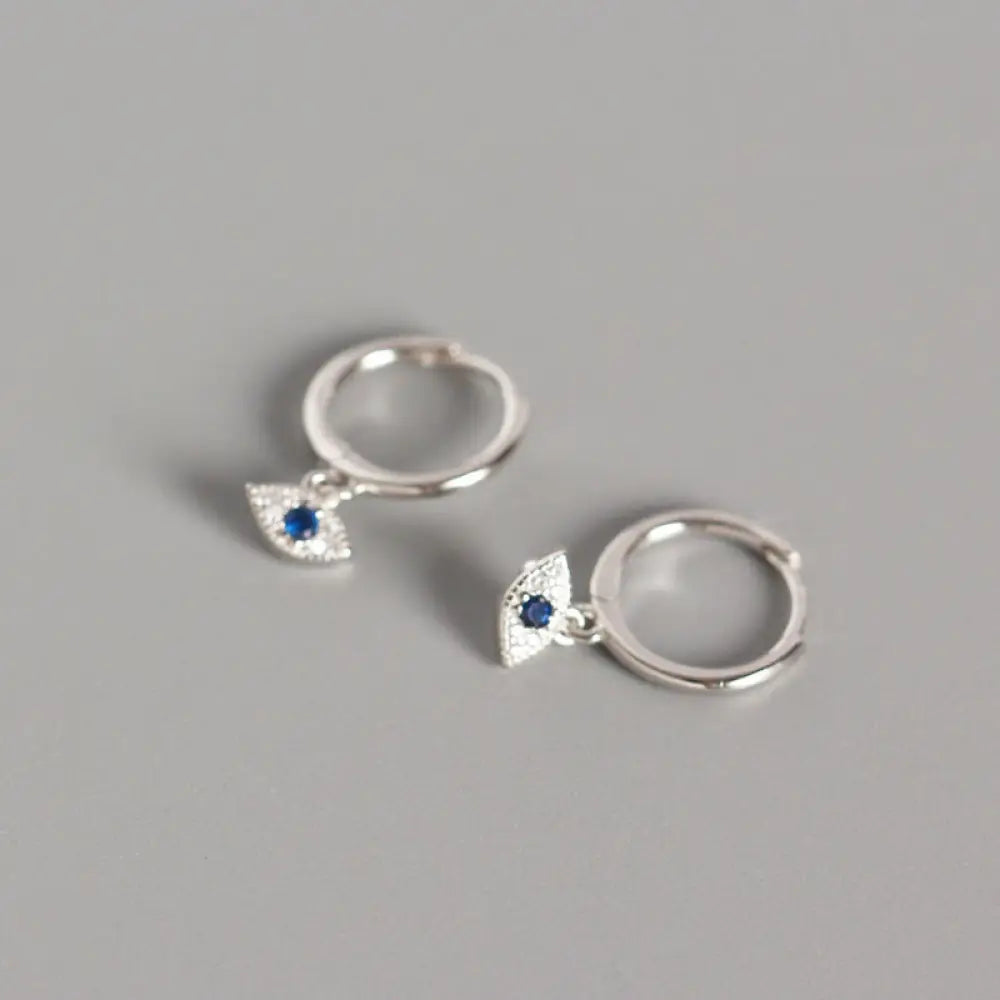 Buddha Stones 925 Sterling Silver Evil Eye Blessing Protection Stud Earrings - Silver - Earrings