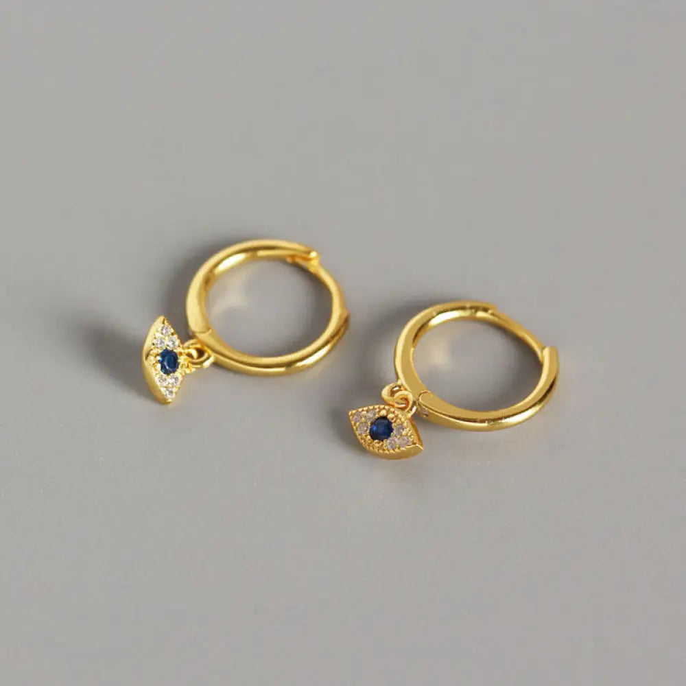 Buddha Stones 925 Sterling Silver Evil Eye Blessing Protection Stud Earrings - Gold - Earrings
