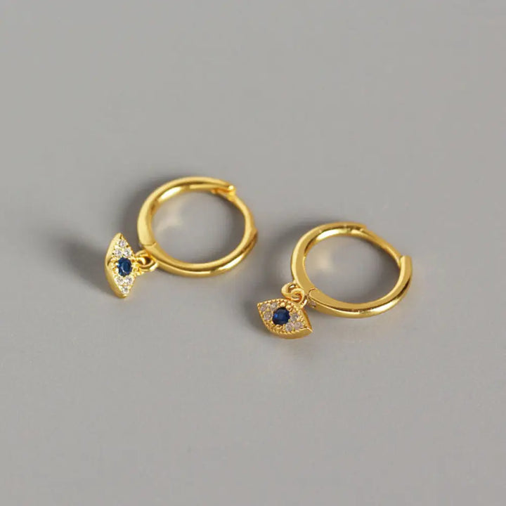 Buddha Stones 925 Sterling Silver Evil Eye Blessing Protection Stud Earrings - Gold - Earrings