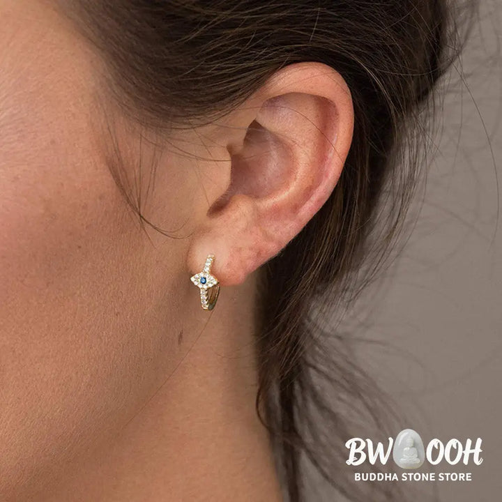 Buddha Stones 925 Sterling Silver Evil Eye Symbol Blessing Stud Earrings - Earrings
