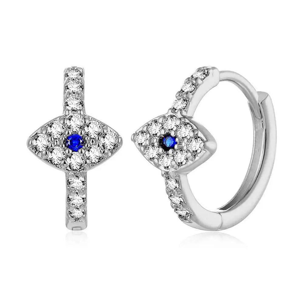 BWOOOH 925 Sterling Silver Evil Eye Symbol Blessing Stud Earrings — Sterling Silver crystal healing bracelet for spiritual...