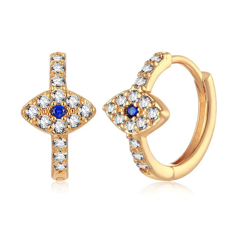 Buddha Stones 925 Sterling Silver Evil Eye Symbol Blessing Stud Earrings - Gold - Earrings