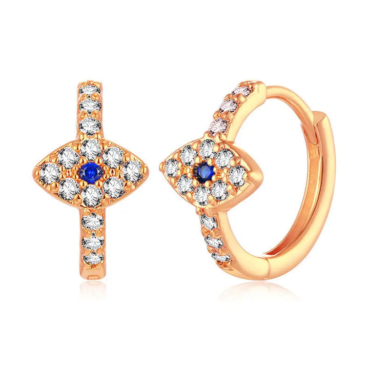 Buddha Stones 925 Sterling Silver Evil Eye Symbol Blessing Stud Earrings - Rose Gold - Earrings