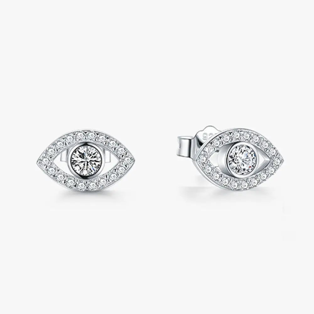 BWOOOH 925 Sterling Silver Evil Eye Symbol Protection Stud Earrings — Sterling Silver crystal healing bracelet for spiritu...