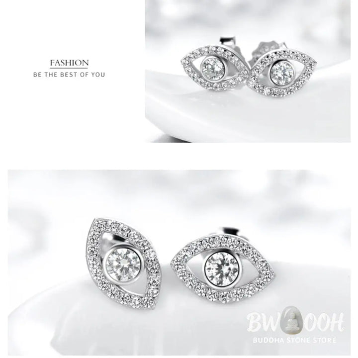 Buddha Stones 925 Sterling Silver Evil Eye Symbol Protection Stud Earrings - Evil Eye (Protection ♥ Blessing) - Earrings