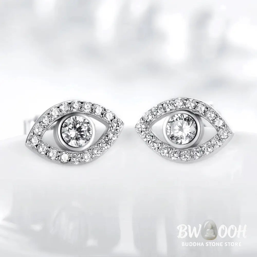 Buddha Stones 925 Sterling Silver Evil Eye Symbol Protection Stud Earrings - Evil Eye (Protection ♥ Blessing) - Earrings